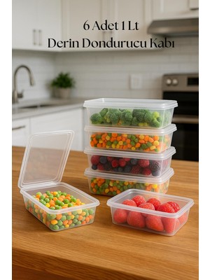 EstoreBox 6’lı Derin Dondurucu Saklama Kabı & Organizeri 1 Lt 12,5X19,5X5,5 cm