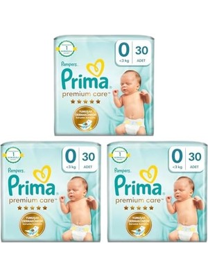 Bebek Bezi Premium Care 0 Numara 30 Adet 3lü Paket