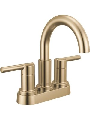 Nicoli Yüksek Ark Merkezli Banyo Bataryası, Altın 3 Delikli Banyo Lavabo Bataryası, Push-Pop Tahliye Montajı, Şampanya Bronz 25749LF-CZ