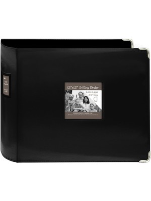 T12JF-BK 30 cm x 30,5 cm Dikişli Deri 3 Halkalı Cilt, Siyah