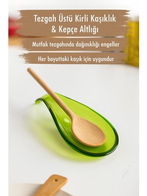 EstoreBox Akrilik Yeşil Tezgah Üstü Kirli Kaşıklık & Kepçe Altlığı