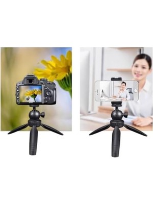 M2T Mini Masaüstü + Telefon Tutucu | 19CM Yükseklik Ayarı, 2,5kg Taşıma Kapasitesi, 360° Döner Kafa, Kamera & Projektör Uyumlu