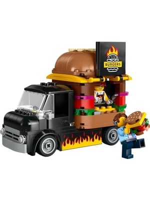 City Hamburger Kamyonu 60404-5 Yaş ve Üstü Kız ve Erkek Çocuklar Için Satıcı Mini Figürü ve Aksesuarlar Içeren Araç Yapım ve Mutfak Oyun Seti, Çocuklar Için Yaratıcı Hediye Fikri (194 Parça)