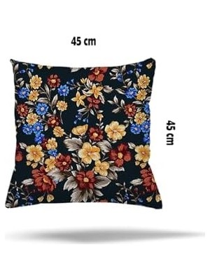 Pelangi Çiçek Kilim Etnik Desen Çiçekli Gizli Fermuarlı Yastık Kılıfı Kırlent Kılıfı Koltuk Yastık Kılıfı, Sarı-Turuncu 45 x 45