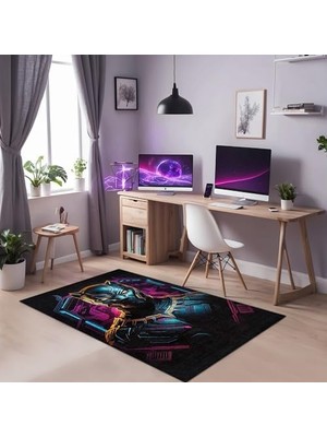Bater Kadife Oyuncu Odası Halısı Kaymaz Pamuk Tabanlı Yıkanabilir Antibakteriyel Gamer, Gaming Halısı 120X180