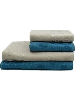 Lunox Home Çift Renk Banyo Havlusu, 4'lü Paket 2 Parça (70X140),2 Parça (50X80) Yumuşak ve Emici, Kaliteli Günlük Kullanıma UYGUN%100 Pamuk Havlu(Indigo-Nohut)
