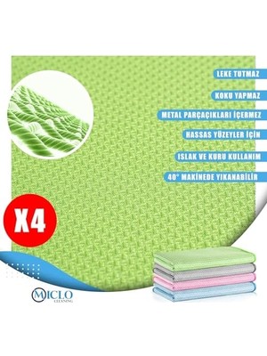 Cleanıng | Mikrofiber Süper Sihirli Bez, Kurulama Bezi, Iz Bırakmayan Bez, Mutfak, Banyo | 40X40CM | Cam ve Ayna Bezi | X4 Adet