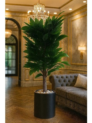 Altun Çiçekcilik Yapay Ceviz Ağacı 150 cm Lüx Metal Saksı ve Dolomit Taşı Dahil