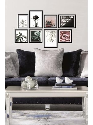 8 Parça Dekoratif Mdf Tablo Seti Çerçeve Görünümlü DEKOLIADKO0113
