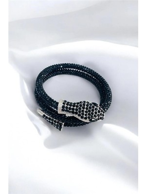 Petek Aksesuar Metalize Choker Taşlı Yılan Dolamalı Bileklik