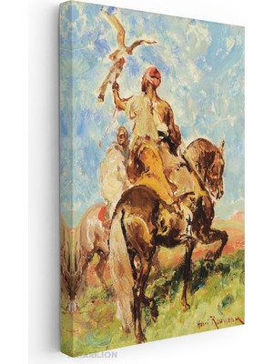 Artarilion Kanvas Tablo Kanvas Henri Emilien Rousseau Le Fauconnier Oturma Odası Ofis Tablosu Ev Dekorasyonu