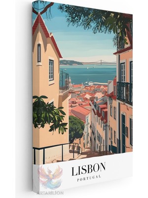 Artarilion Kanvas Tablo Kanvas Lizbon Portekiz Oturma Odası Salon Ofis Tablosu Ev Dekorasyonu
