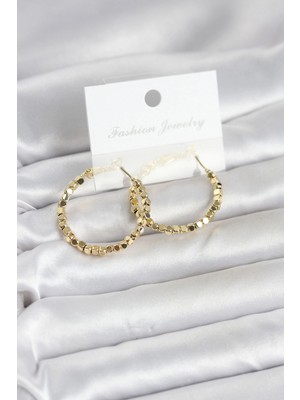 MiraLive Pirinç Gold Renk Minimal Kare Halka Kadın Küpe TJ-BKP11775