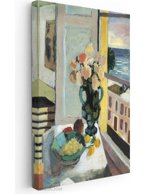 Artarilion Kanvas Tablo Kanvas Hmatisse Pencere Onunda Cicekler Oturma Odası Salon Ofis Tablosu Ev Dekorasyonu
