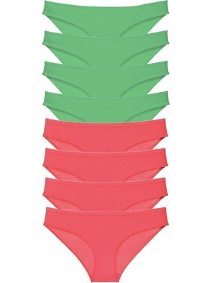MiraLive 8 Adet Eko Set Likralı Kadın Slip Külot Yeşil Fuşya