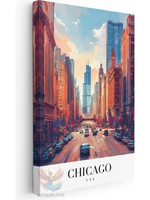 Artarilion Kanvas Tablo Kanvas Chicago Usa 2 Oturma Odası Salon Ofis Tablosu Ev Dekorasyonu