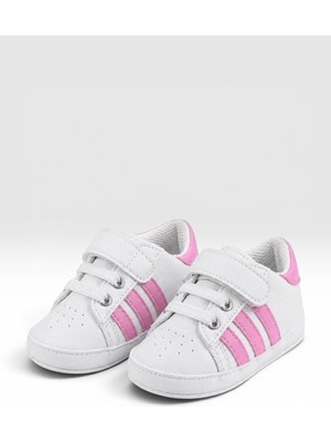 Che Sara Bebek Ilk Adım Spor Ayakkabı Ortopedik Tabanlı Cırt Cırtlı Rahat Kalıp Günlük Sneaker Beyaz Bebek Ayakkabısı