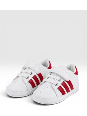 Che Sara Bebek Ilk Adım Spor Ayakkabı Ortopedik Tabanlı Cırt Cırtlı Rahat Kalıp Günlük Sneaker Beyaz Bebek Ayakkabısı