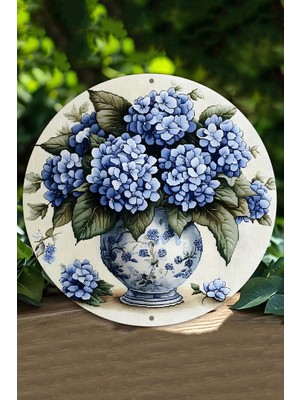 Premini 3D Uv Baskı Mdf Duvar Süsü Mavi Ortanca Tasarım 33X33 ve 20X20 cm