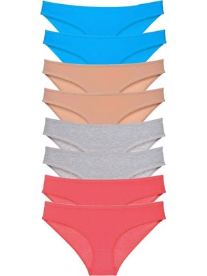 Royaleks 8 Adet Süper Eko Set Likralı Kadın Slip Külot Ten Gri Fuşya Mavi