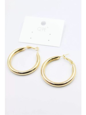 Royaleks Metal Halka Küpe 3cm - Altın