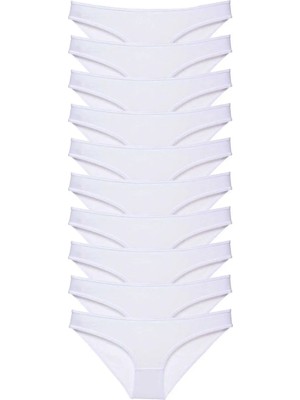 Royaleks 10 Adet Süper Eko Set Likralı Kadın Slip Külot Beyaz