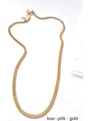 Royaleks Kısa Italyan Çelik Kolye-45 cm - Altın
