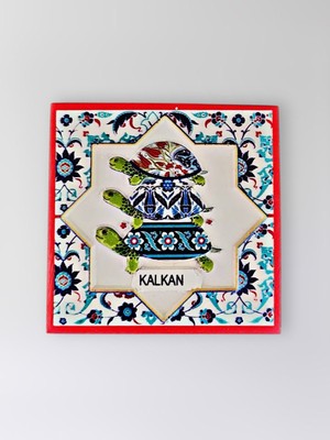 Mundy Kalkan Temalı Polyester Kabartmalı Kaplumbağa Desen Magnet  7 x 7 cm – Dekoratif Hediyelik Buzdolabı Süsü  (KOD:1197)