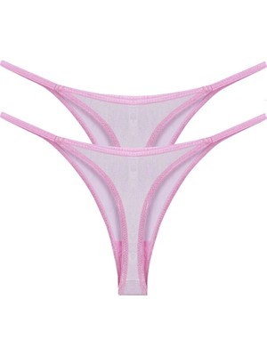 Melonika Kadın Pembe Transparan 2'li Tanga Slip