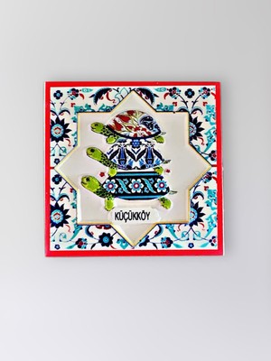 Mundy Küçükköy Temalı Polyester Kabartmalı Kaplumbağa Desen Magnet  7 x 7 cm – Dekoratif Hediyelik Buzdolabı Süsü  (KOD:1199)