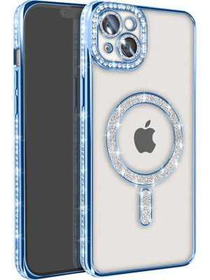 sbodurhome Apple Iphone 14 Kılıf Joke Simli Magneticsafe Kılıf - Mavi