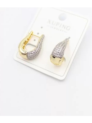 Royaleks Taşlı Halka Küpe - Altın