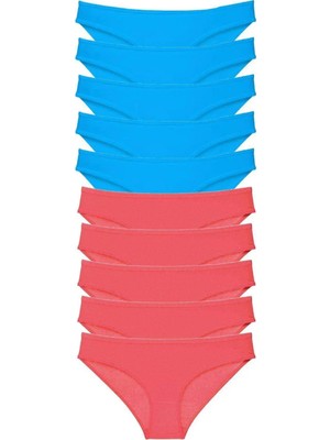 Royaleks 10 Adet Süper Eko Set Likralı Kadın Slip Fuşya Mavi