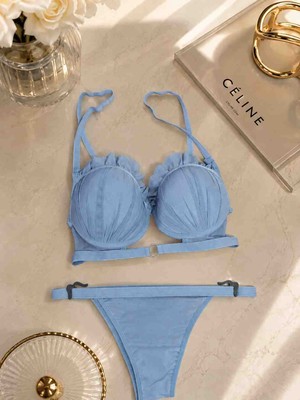 Butik Sky Belle Destekli Fırfır Detaylı Sütyen Takımı