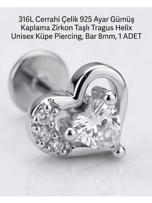 Begonia Accessories 316L Cerrahi Çelik Paslanmaz Kararmaz Alerji Yapmaz Zirkon Taşlı Figürlü Unisex Tragus Helix Küpe Piercing G106-27