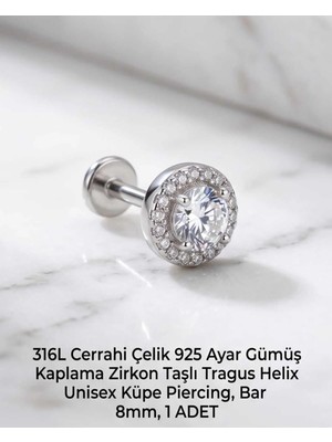 Begonia Accessories 316L Cerrahi Çelik Paslanmaz Kararmaz Alerji Yapmaz Zirkon Taşlı Figürlü Unisex Tragus Helix Küpe Piercing G106-25