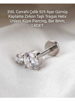 Begonia Accessories 316L Cerrahi Çelik Paslanmaz Kararmaz Alerji Yapmaz Zirkon Taşlı Figürlü Unisex Tragus Helix Küpe Piercing G106-7