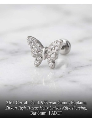 Begonia Accessories 316L Cerrahi Çelik Paslanmaz Kararmaz Alerji Yapmaz Zirkon Taşlı Figürlü Unisex Tragus Helix Küpe Piercing G106-3