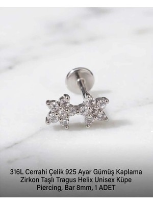 Begonia Accessories 316L Cerrahi Çelik Paslanmaz Kararmaz Alerji Yapmaz Zirkon Taşlı Figürlü Unisex Tragus Helix Küpe Piercing G106-33