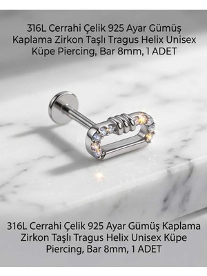 Begonia Accessories 316L Cerrahi Çelik Paslanmaz Kararmaz Alerji Yapmaz Zirkon Taşlı Figürlü Unisex Tragus Helix Küpe Piercing G106-10
