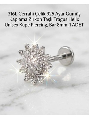 Begonia Accessories 316L Cerrahi Çelik Paslanmaz Kararmaz Alerji Yapmaz Zirkon Taşlı Figürlü Unisex Tragus Helix Küpe Piercing G106-19