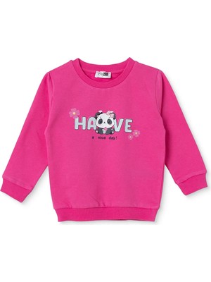 Hellobaby Kız Bebek Sweatshirt Yazı Baskılı Bisiklet Yaka Long Sleeve