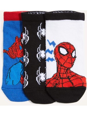 DeFacto Marvel Spiderman 3'lü Pamuklu Patik Çorap Seti Erkek Çocuk H2326A8NS