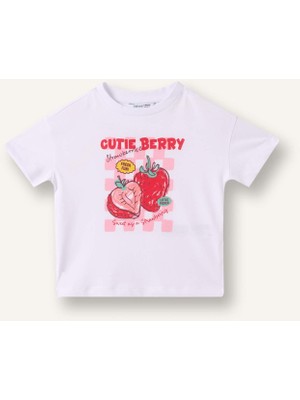 DeFacto Relax Fit Penye Kısa Kollu Mor Beyaz Tişört Kız Bebek H8231A526SM