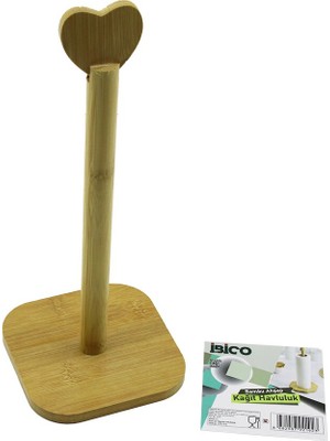 Savarga Kare ALTLIK=12X12CM Ahşap Bambu Kağıt Havluluk Kalp Başlı Sap=28.5cm (4801)