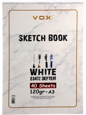 Vox Art A3 120 gr Beyaz Eskiz Çizim Defteri 40 Yaprak Ölçüleri ile Sanatçılar İçin