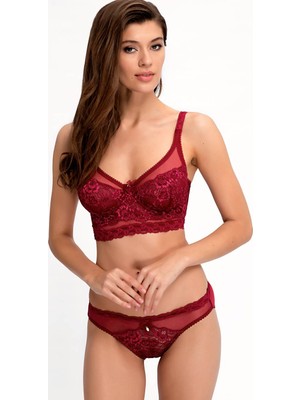 Ayyıldız 665 Bordo Dantelli Kapsız Bralet Takım Kadın İç Giyim Seti Rahat ve Şık