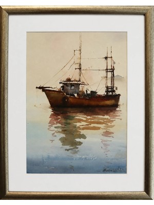 Muguetarts Sakin Sular Orjinal Suluboya Tablo - Mehmet Najafzadeh Eseri 38X48 cm