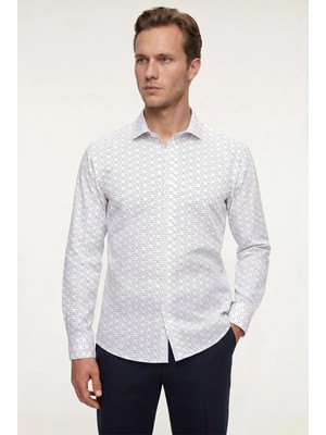Twn Slim Fit Kırık Beyaz Baskılı Easy Iron Gömlek 2EF02HD402880
