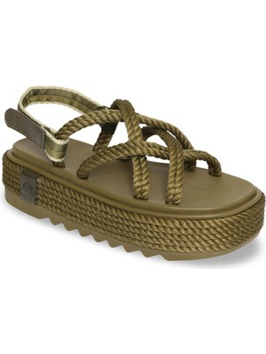 Bohonomad Bodrum Chunky Platform Kadın Sandalet - Haki